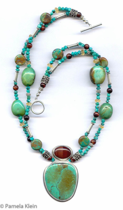 Turquoise Red Tiger Eye Necklace