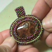 Bead Embroidered Cabochon with Peyote Stitch Bail
