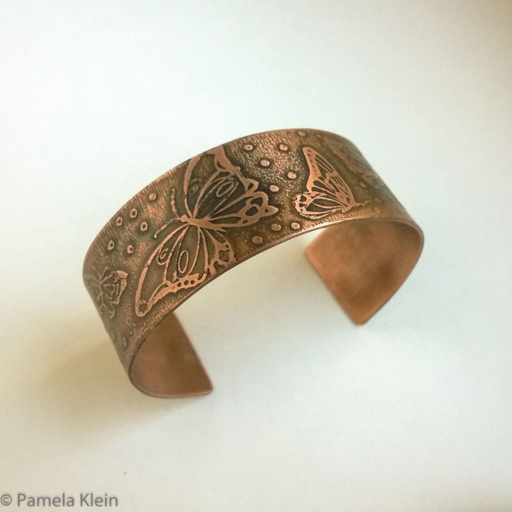 Etched & Colored Copper Grand Staircase Geological Cross Section Cuff Bracelet