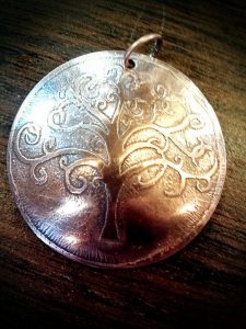 Etched Copper Tree Pendant