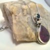 Teardrop Sugilite Pendant with Blue Topaz and Tube Bail