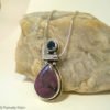 Teardrop Sugilite Pendant with Blue Topaz and Tube Bail