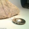 Round Mabe Pearl Pendant w Raised Riveted Frame