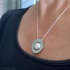 Round Mabe Pearl Pendant w Raised Riveted Frame