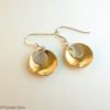Brass-Silver Concave Disc Earrings Med