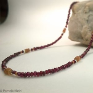 Faceted Rhodolite and Hessonite Necklace