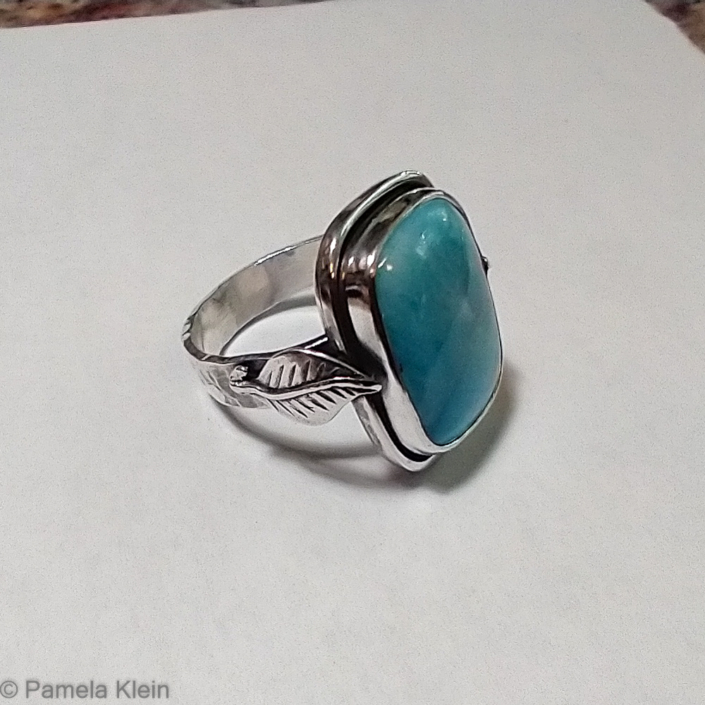 Larimar Ring with Leaves